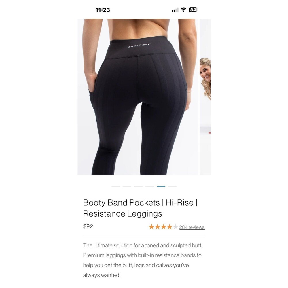 Sweetflex Booty Band Resistance Pocket Leggings Sz. 2 NWT Black